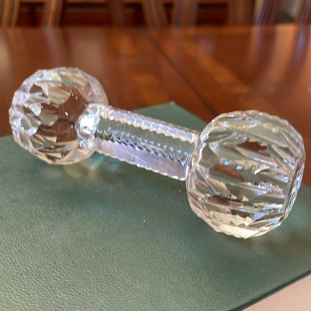 Antique crystal glass knife rest fine dining barbell dumbbell collectible